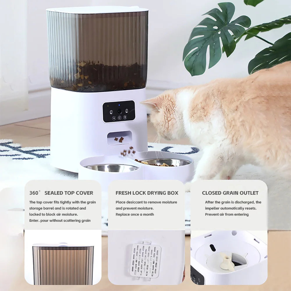 5L Dual-Bowl Smart Feeder – Camera & Voice Control